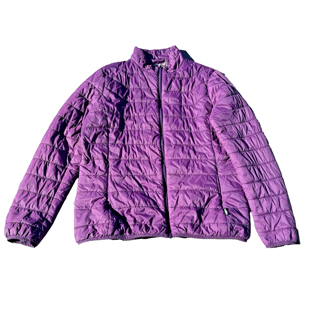 Landway Womens 3X Purple Puffer Jacket Polyloft Synthetic Insulation No Hood